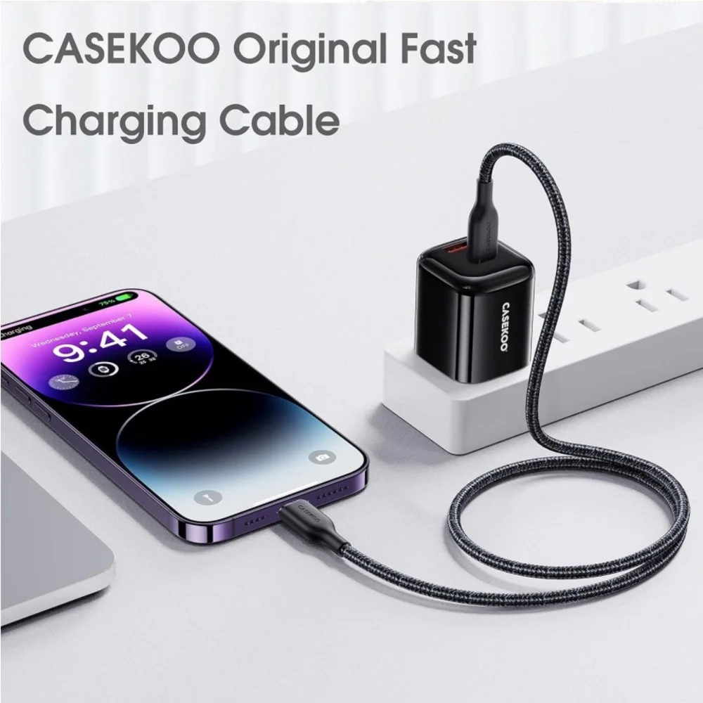 iPhone fast charging braided cord.